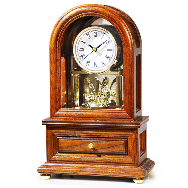 AYRELY® Wooden Table Anniversary Mantel Clock with Revolving Pendulum