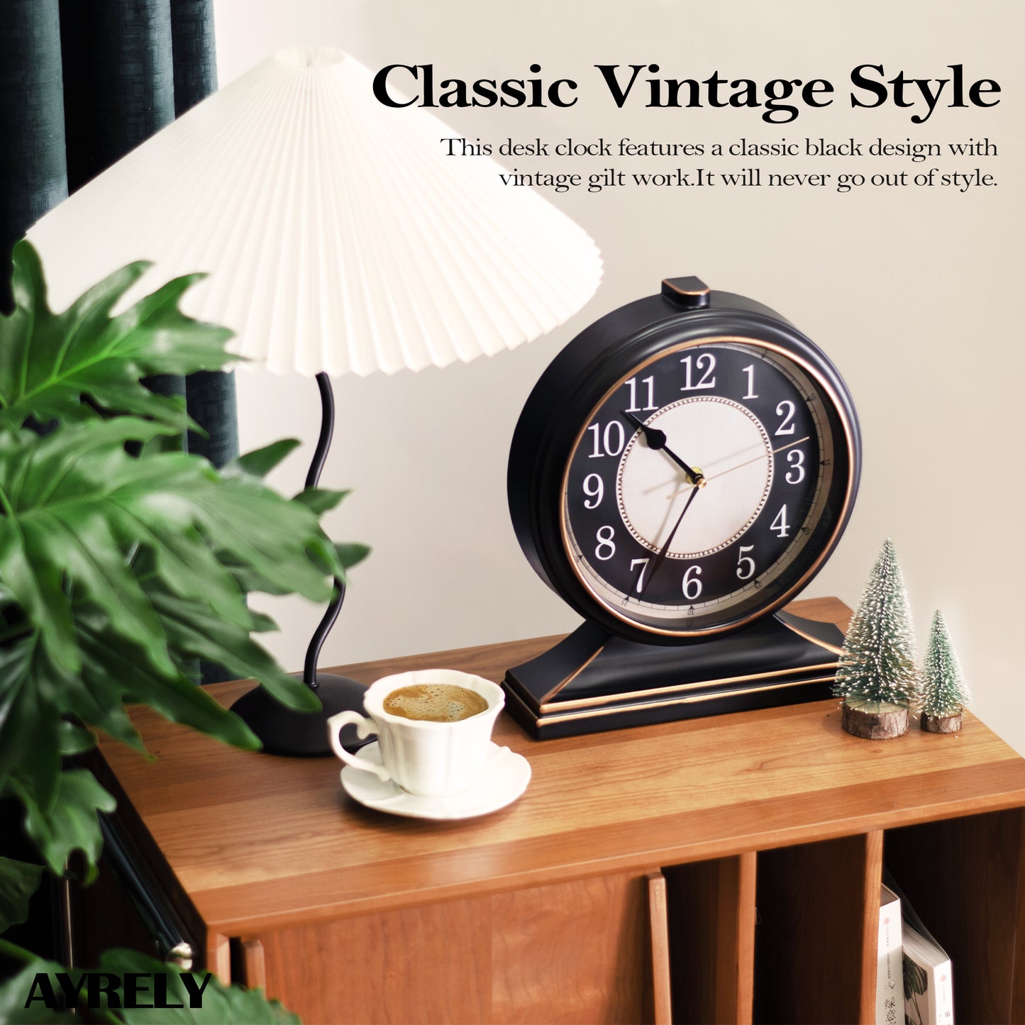 AYRELY® 10 inch dial Vintage Desk Retro Mantel Clock