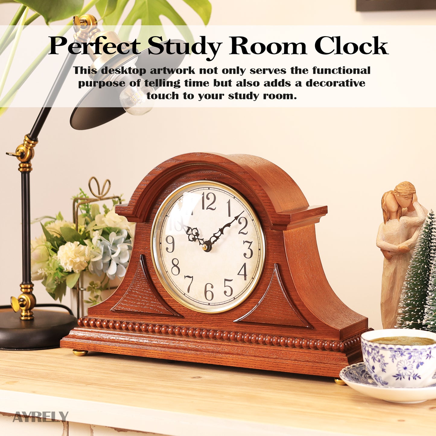 AYRELY® Grandfather Mantel Clock with Chime & Elegant Wooden Frame