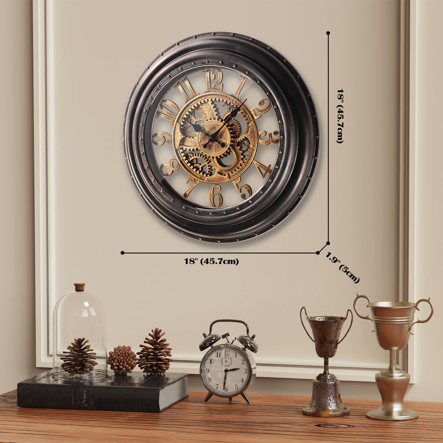 AYRELY® 18 Inch Large 3D Steampunk Decorative Wall Clock