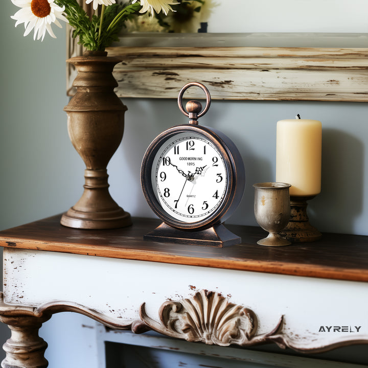 7 Inch Table Clock AYRELY® 7 Inch Vintage Mantel Desk Clock with Handle