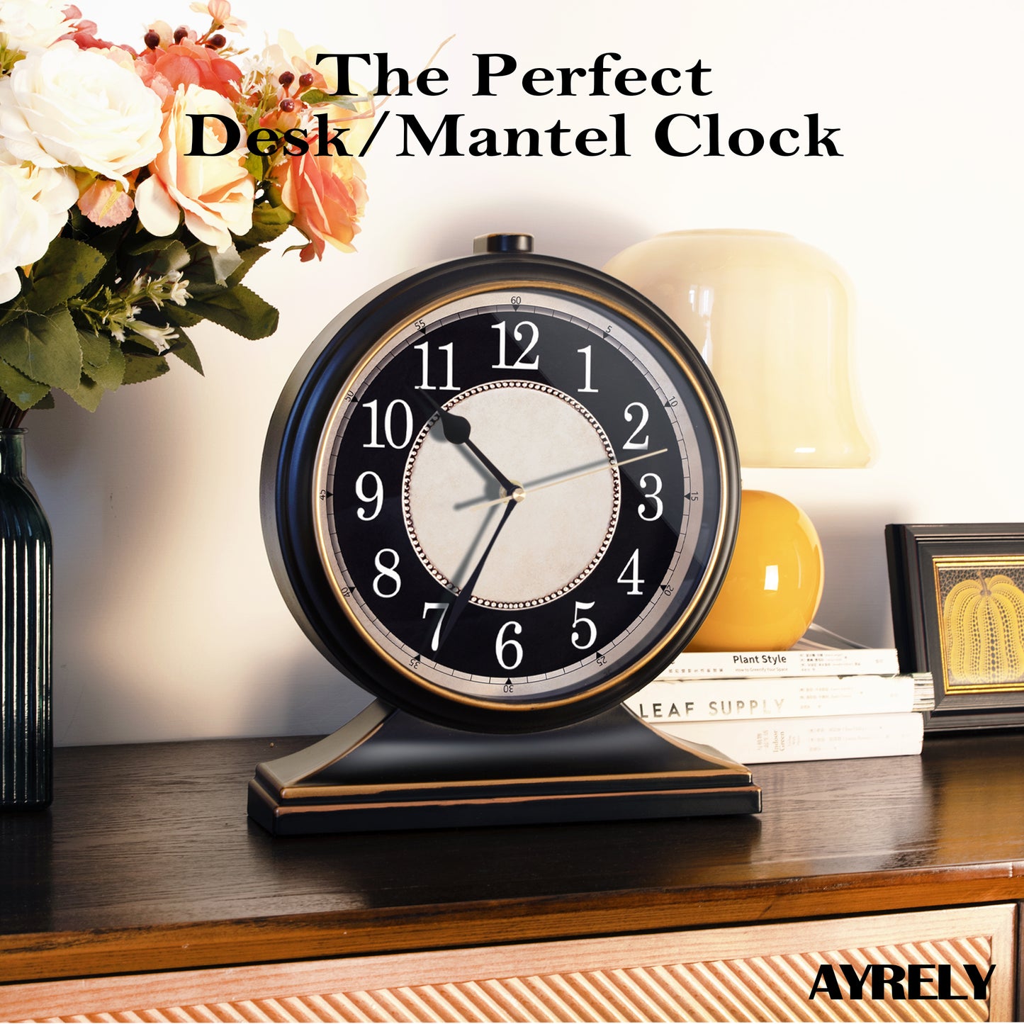 AYRELY® 10 inch dial Vintage Desk Retro Mantel Clock