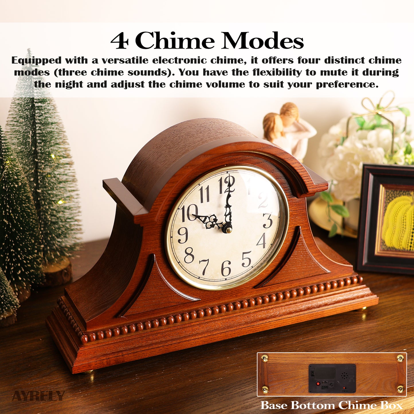 AYRELY® Grandfather Mantel Clock with Chime & Elegant Wooden Frame