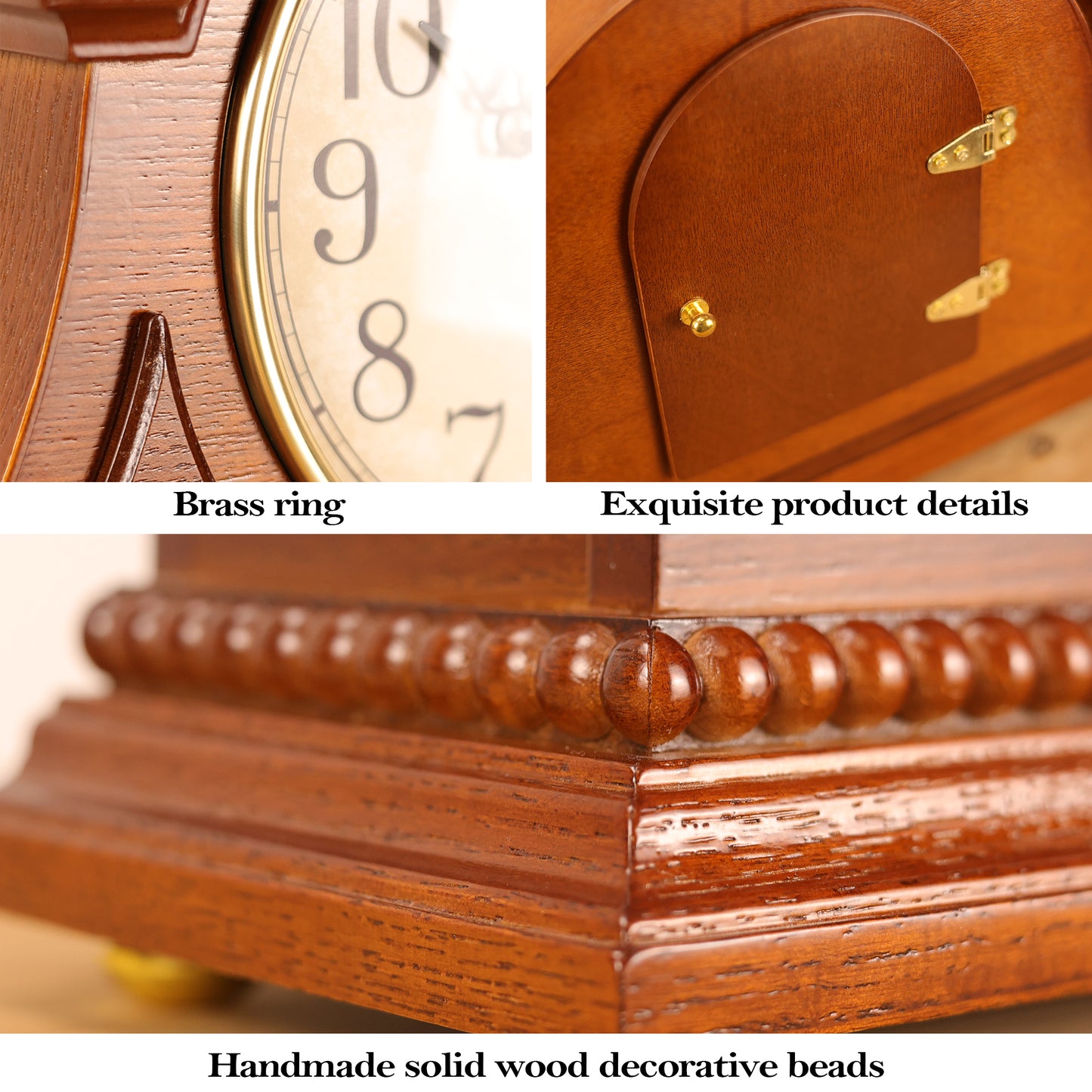 AYRELY® Grandfather Mantel Clock with Chime & Elegant Wooden Frame