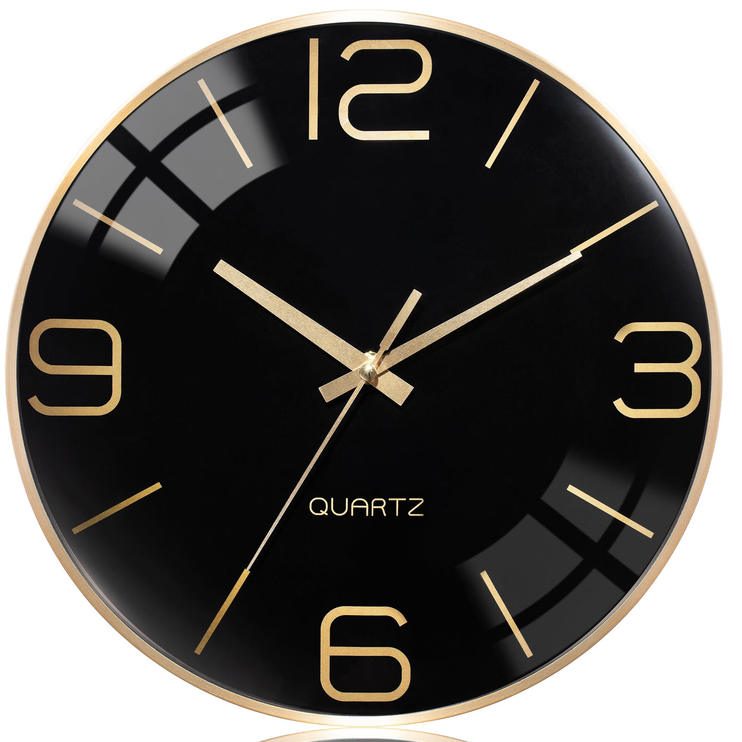 AYRELY® 12 inch Modern Gold Metal Frame Metal Wall Clocks (Black)