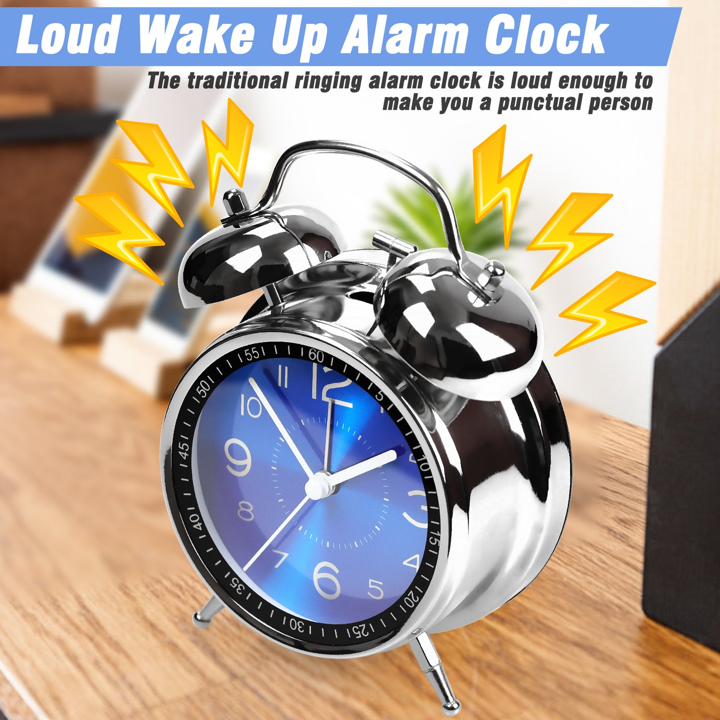 AYRELY® Super Loud Twin Bell Vintage Alarm Clock (Blue)