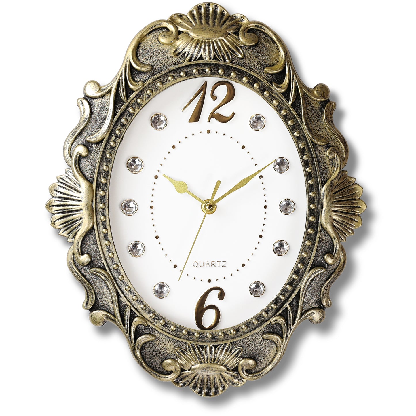 AYRELY® 14 Inch Oval Rustic Vintage Wall Clock in Country Style (Bronze)