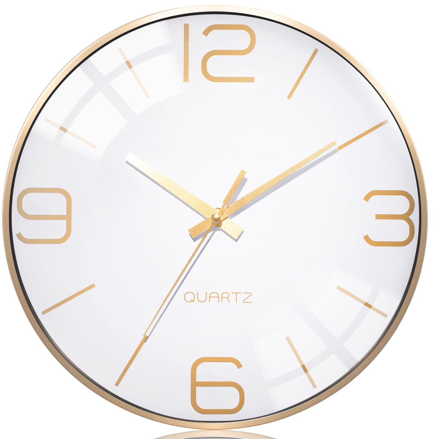 AYRELY® 12 inch Modern Gold Metal Frame Metal Wall Clocks (White)