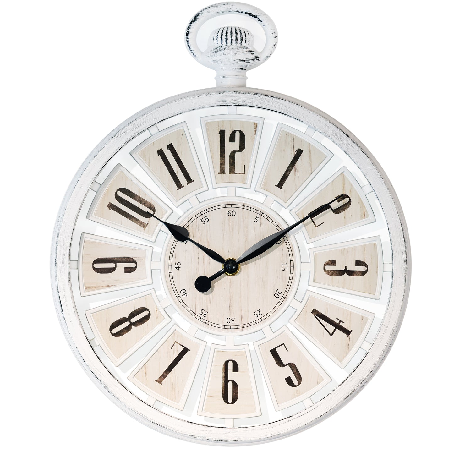 AYRELY® Vintage Round Wall Clock in Antique Retro Style (13" H x 10.6" W)-White