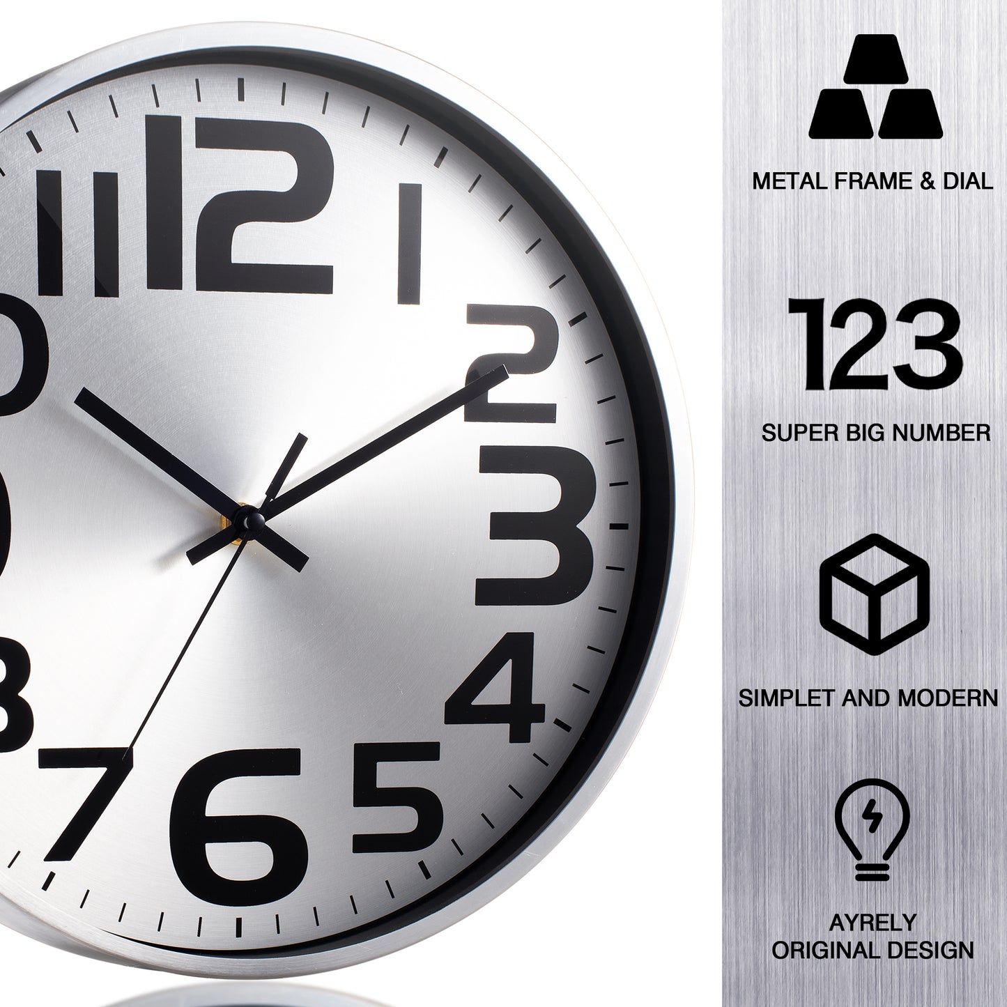 AYRELY® 12 inch Modern Metal Wall Clock