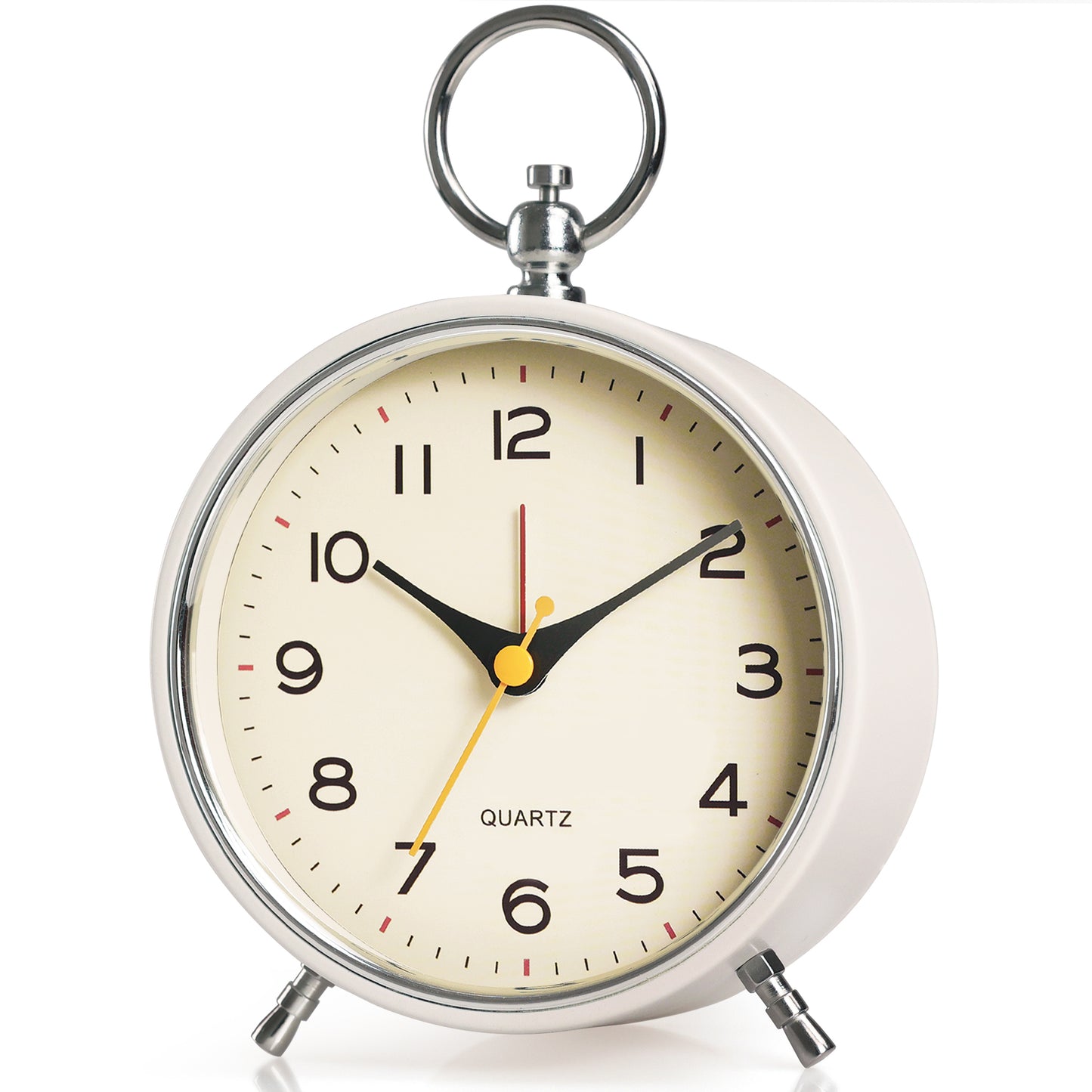 AYRELY® Analog Metal Retro Alarm Clock (White)