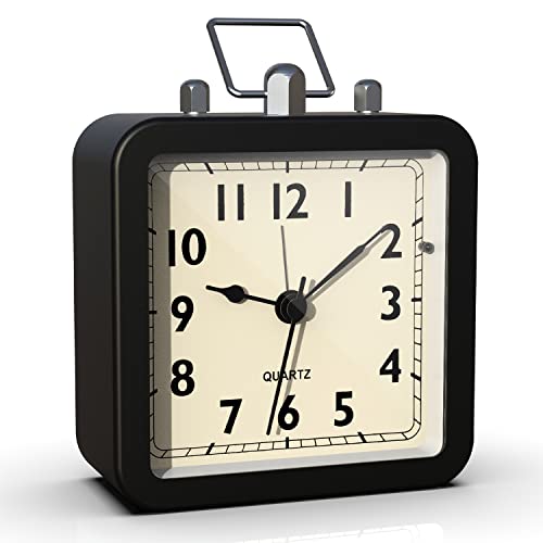 AYRELY® Alarm Clock with Square Metal Case (Black)