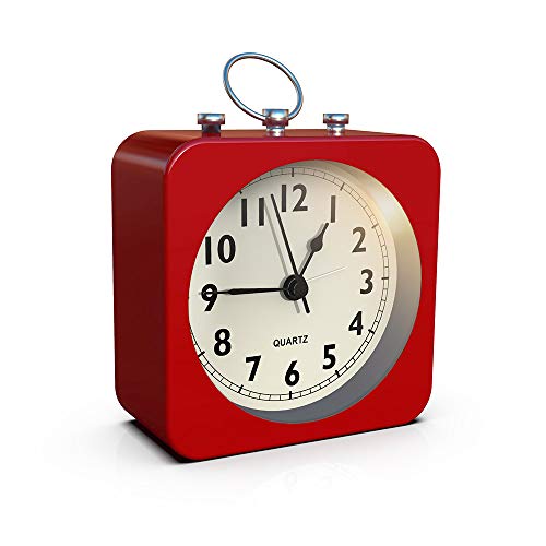 AYRELY® Alarm Clock with Square Metal Case (Red)