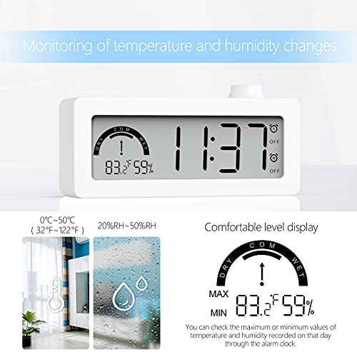 AYRELY Battery Operated Cordless Digital Dual Alarm Clock with Snooze,Temperature,Humidity,Backlight,12/24Hr for Bedrooms,Office,Heavy Sleepers,Kids