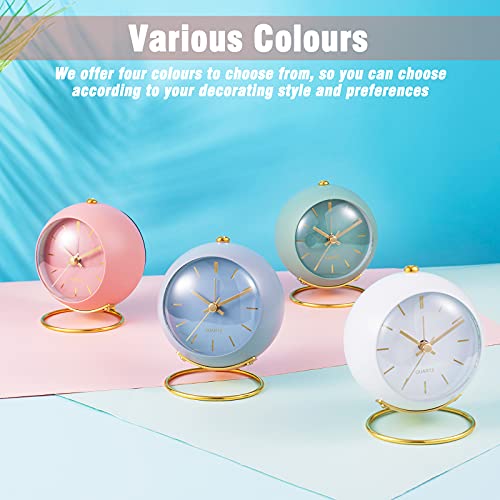 AYRELY Battery Operated Desk Alarm Clocks with Light,Retro Silent No Ticking Analog Small Clock,Loud Table Clock for Bedside/Bedroom/Kitchen/Office/Travel/Kids/Room Decor Aesthetic Vintage(Pink)