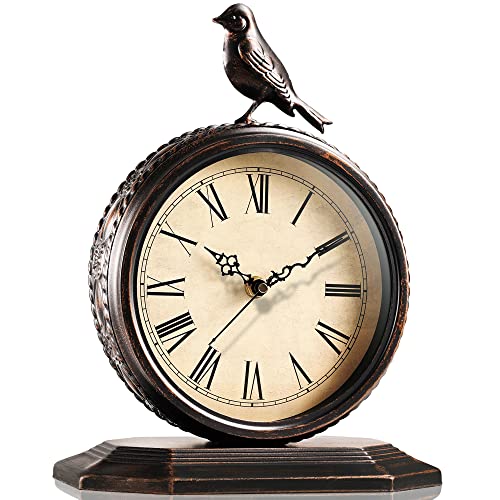 AYRELY® Antique Large Mantel Clock with Metal Bird Decor