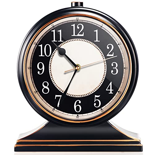 AYRELY Vintage Desk Clock Silent-Non-Ticking 10-inch dial Table Clock,Retro Mantel Clocks and Easy to Read for Living Room, Bedroom, Shelf Decoration, Fireplace, Farmhouse Decor