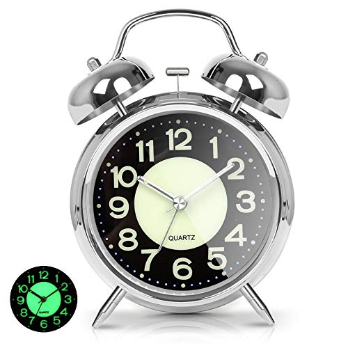 AYRELY® Super Loud Luminescent Vintage Alarm Clock (Silver)